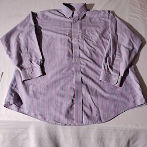 Brooks Brothers Shirt 17.5 - 35 Lavender Red White Striped Button - Imperfect